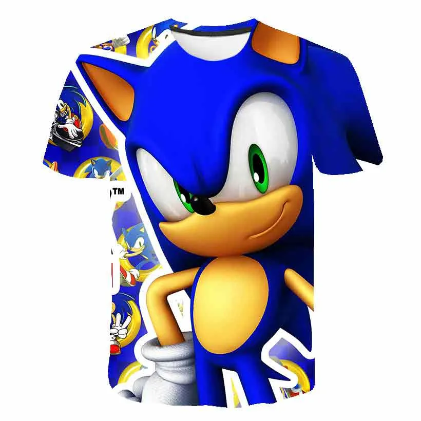 

3-14 Ys Boys Girls T-shirts Cartoon Sonic T Shirt Shorts Toddler Tees Children's Clothing Baby Kids Clothes Child Girl Tops Tee