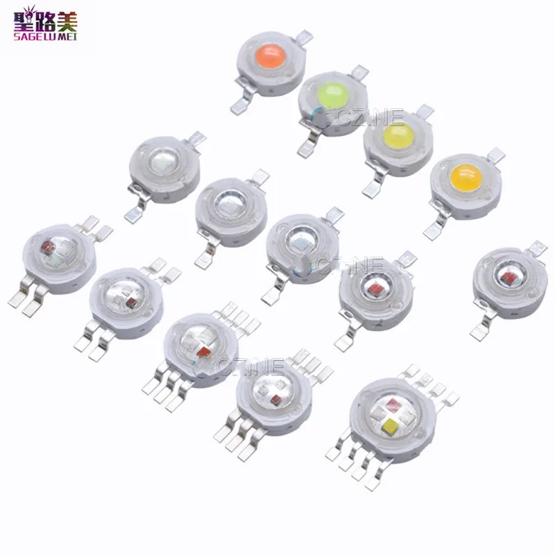 

100pcs 1W 3W Diode LED Chip Lamp Beads Warm White Red Green Yellow Orange Pink Purple Ice Blue RGB RGBW For SpotLight Downlight
