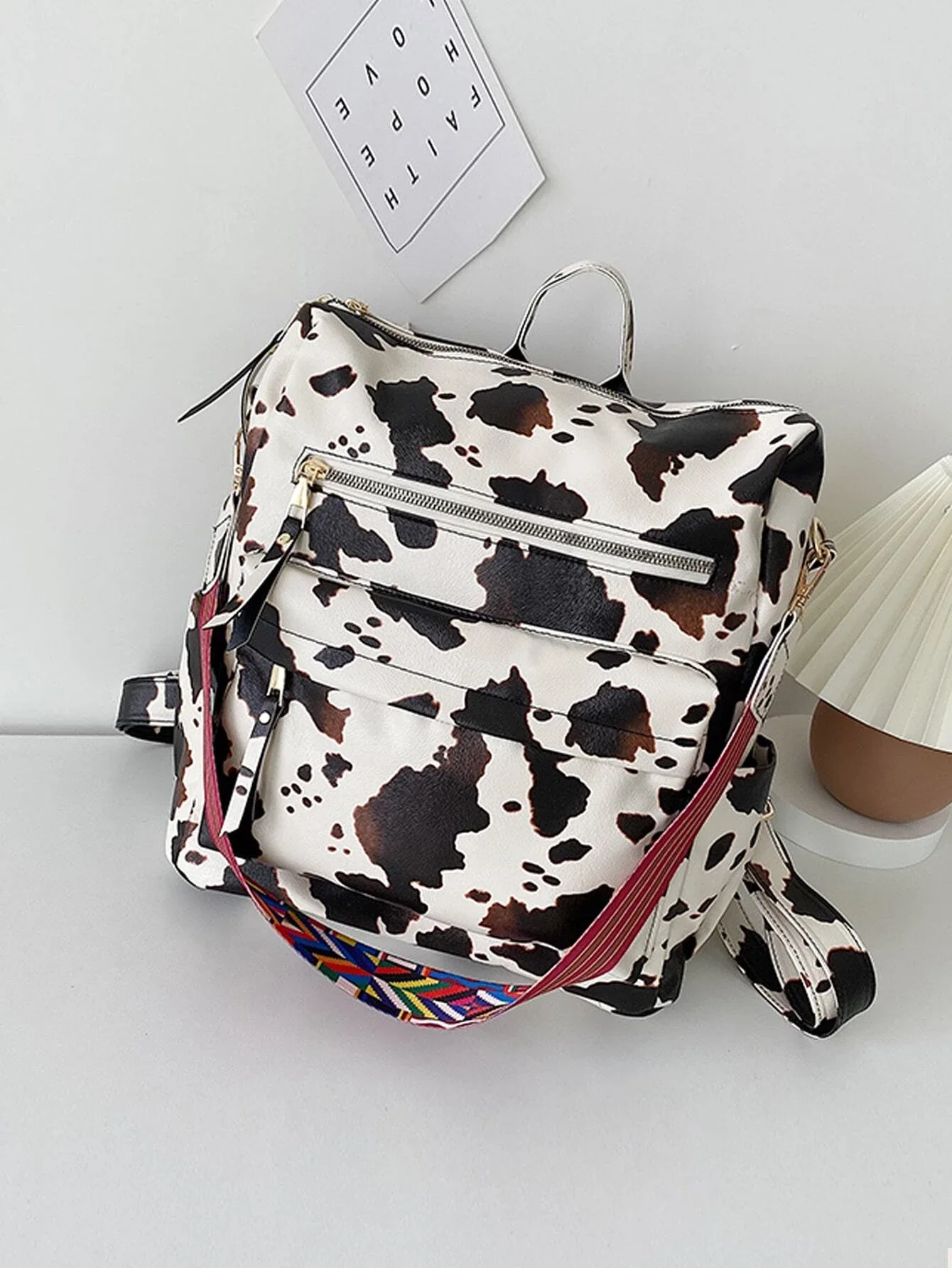 

Allover Cow Pattern Backpack