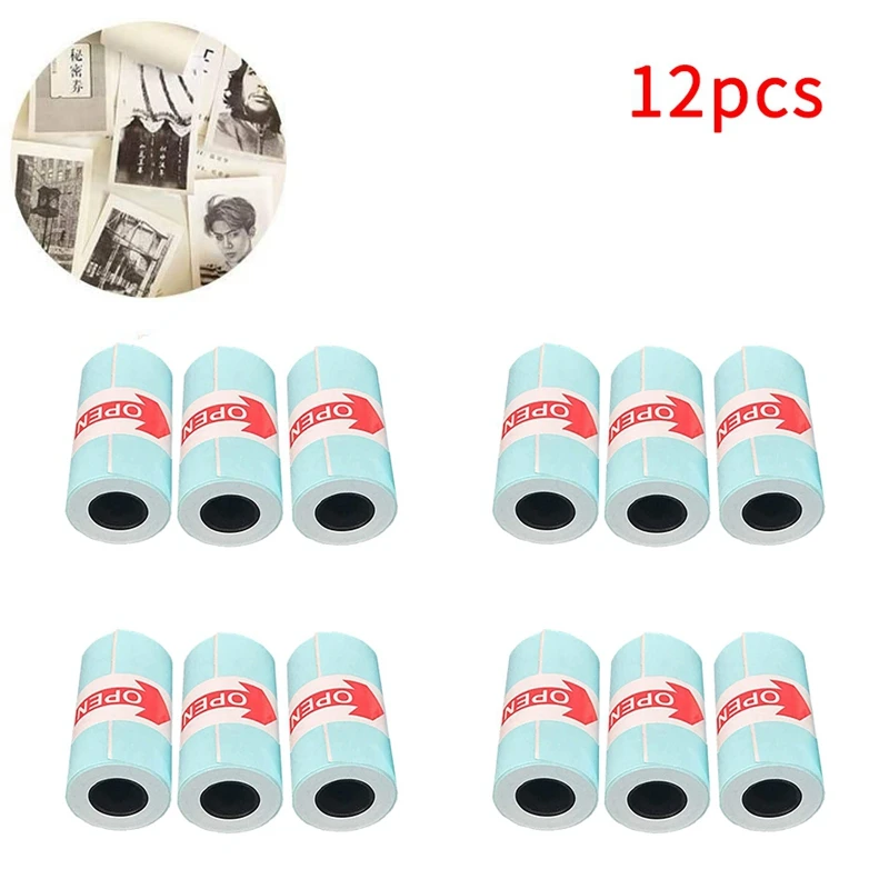 

12 Rolls Sticker Thermal Paper 57mm x 30mm Self-Adhesive Thermal Printer for PAPERANG Printer Cash Register POS Receipt