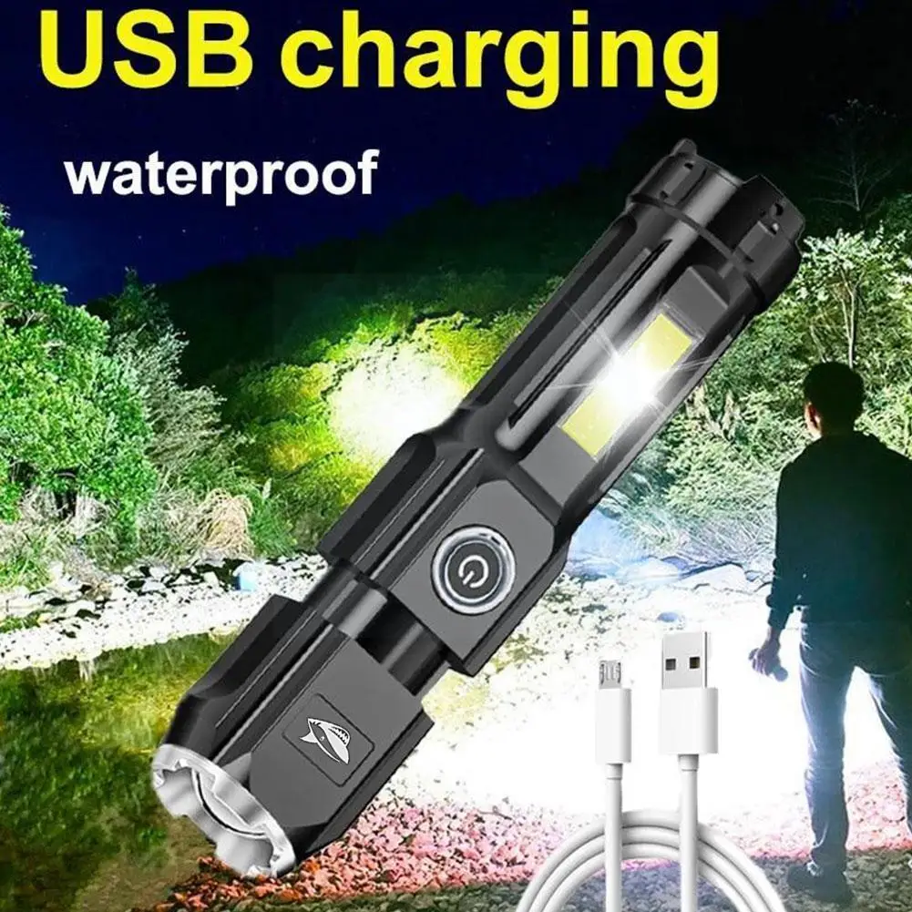 

Суперъяркая светодиодная уличная портативная вспышка с зарядкой от Usb, монолитный блок света, телескопический двойной фокусирующий фонарь ...