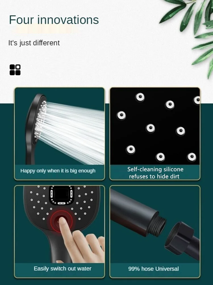 shower head rainfall bathroom 3 modes abs round chrome water saving nozzle g12 bath faucet wall mounted adjustable black shower free global shipping