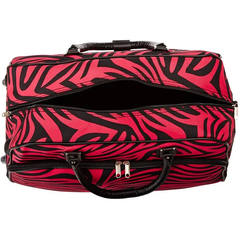 Animal Prints 21-Inch Carry-On Rolling Duffel Bag - Fuchsia Black Zebra