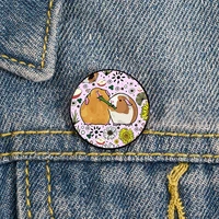 bubu the guinea pig in pink pin custom funny brooches shirt lapel bag cute badge cartoon jewelry gift for lover girl friends