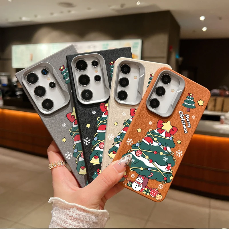 Чехол Рождественская елка для Samsung Galaxy S24 FE S23 S22 Ultra A55 A54 A53 A35 A15 A16 A25 A14 5G с текстурой