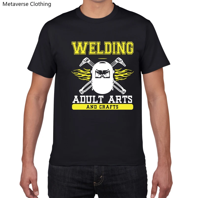 

Сварочные искусства, Забавные футболки, мужские большие хлопковые топы, повседневные футболки с коротким рукавом для мальчиков