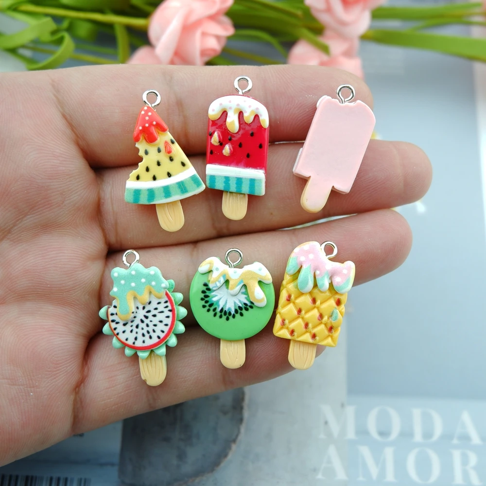 Подвески в виде фруктов и мороженого для изготовления ювелирных изделий