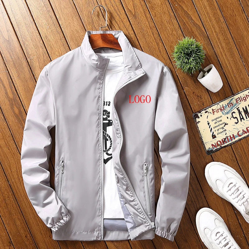 

Custom Logo Men Jacket Sweatshirt Casual Coats Men's Sportswear Running Tracksuit Thin Coat Trench Coat Male Fashion Clothes