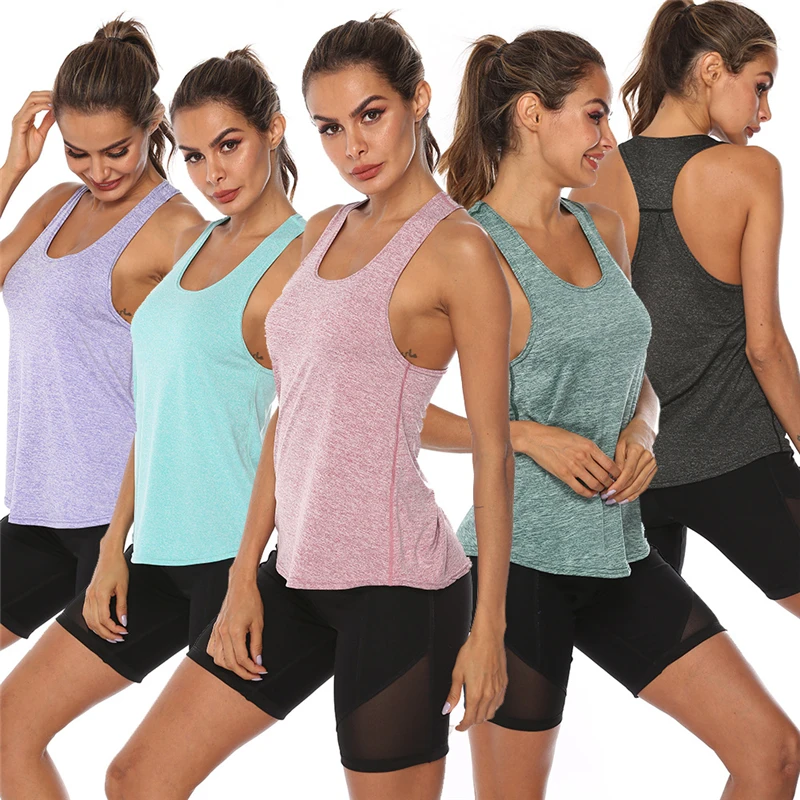 

Women Ladies Quick Drying Sports Vest Sleeveless Fitness Running Training Yoga Sexy U-Neck Tank Top Adult Solid Color Clothes