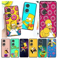 anime the simpsons family for huawei p50 p40 p30 p20 lite 5g pro nova 5t y9s y9 prime y6 2019 black soft cover phone case