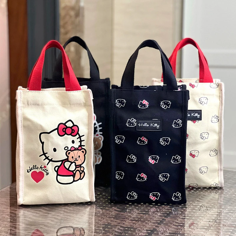 

Новая высококачественная Холщовая Сумка-тоут Sanrio Hello Kitty, мультяшная чашка для воды, Солнцезащитный зонт, ручная переноска, снэк-сумка, все в ...