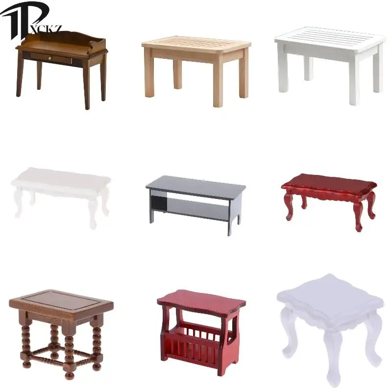 

Кукольный домик, Деревянный Мини-кофейный столик с вырезами, мебель для гостиной, спальни, детской комнаты