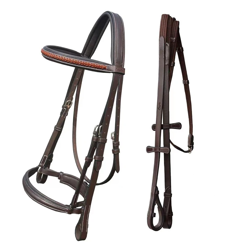 English buffalo leather buffalo reins set harness horse equipment bridle imported bridle belt