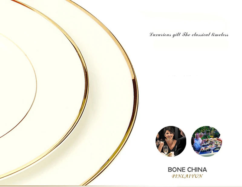 8 + 10 дюймов набор обеденных тарелок из настоящего костяного фарфора декоративные