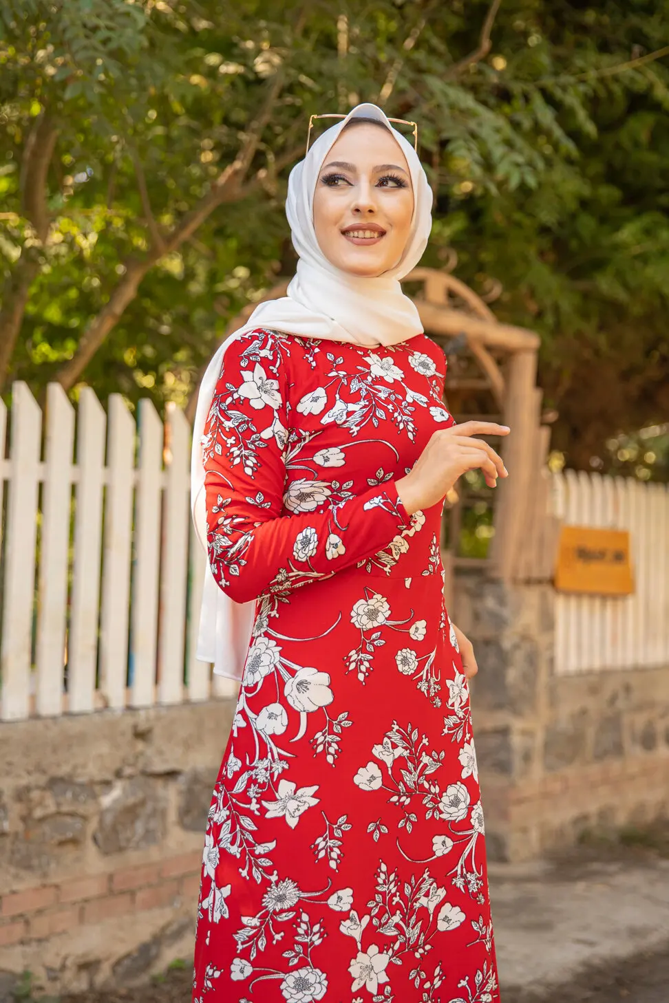 TUGBA Muslim Dress Long Sleeve Floral Print muslim dress code 2021 turkish gown hijab summer