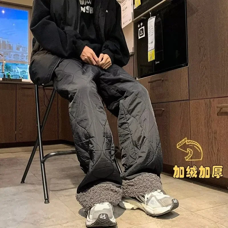 Y2K зимние берберские флисовые хлопковые брюки женские 2023 новые утепленные ватные