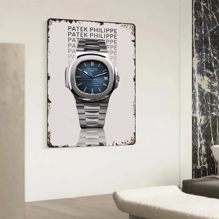 Фото PATEK PHILIPPE классические часы узор железная живопись современный домашний декор стены искусство Коллекционное настенное украшение №2