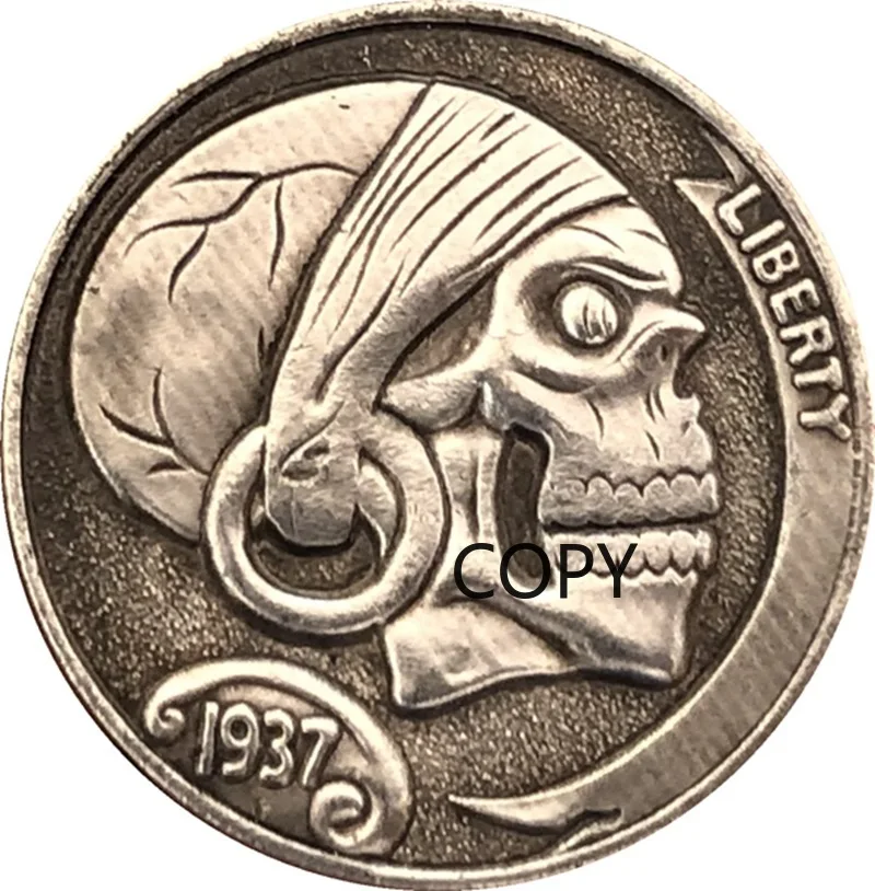 

Antique silver dollar 1937d American buffalo tramp coin tripod handicraft collection replica coin