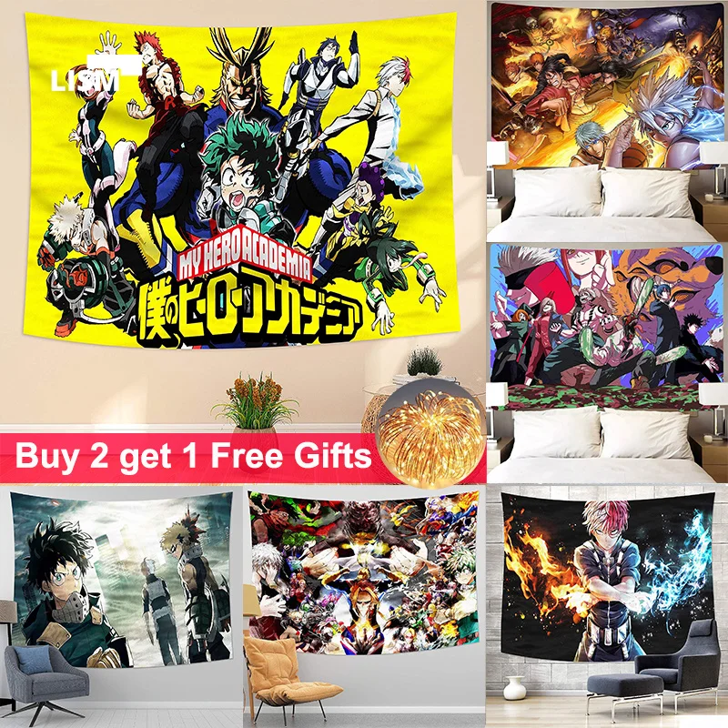 

Hero Academia Tapestry Wall Hanging Anime Tapestries Backdrop for Birthday Party Decoration Anime Bedroom Room Decor Aesthetic