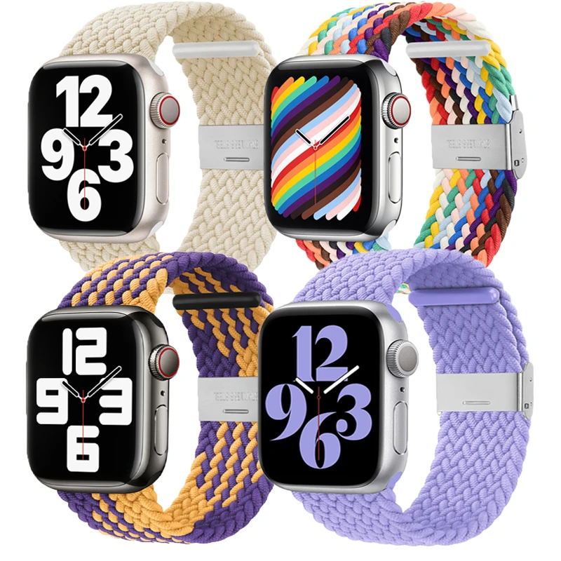 

Nylon Braided Solo Loop For Apple watch ultra band 49mm 45mm 38-42-40-41-44mm Elastic bracelet iWatch serie 8 se 6 7 5 4 3 strap