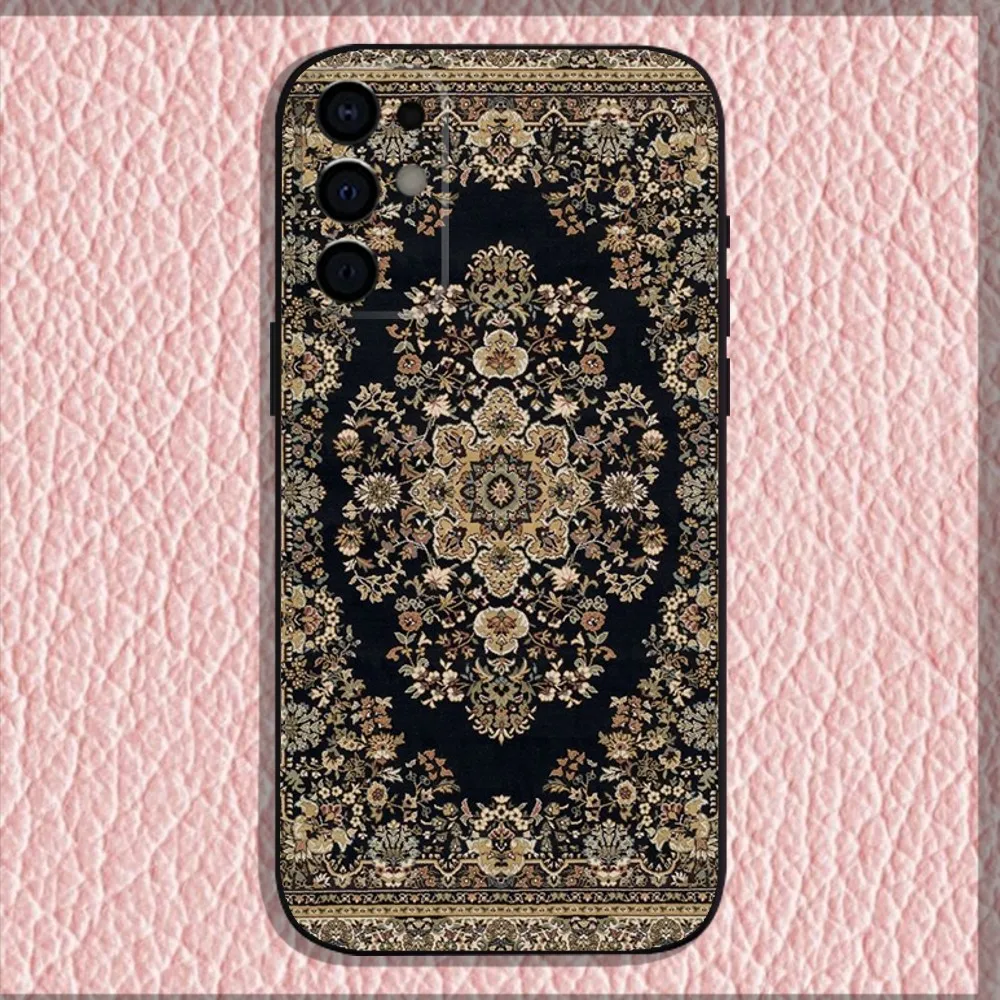 Persian Carpet Floral Pattern Phone Case For Samsung S24 S21 S22 S23 S30 Ultra S20 Plus Fe Lite Note 10 9 5G Black Soft Shell
