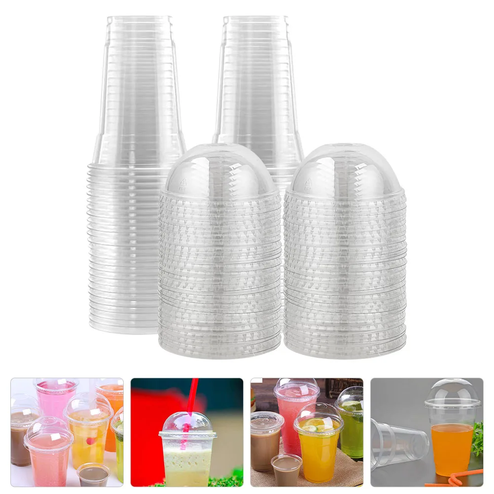 

Cups Clear Cup Plastic Juice Lids Disposable Bottle Milk Lid Dessert Ice Tea Drinking Tumbler Cold Dome Drink Transparent Cream