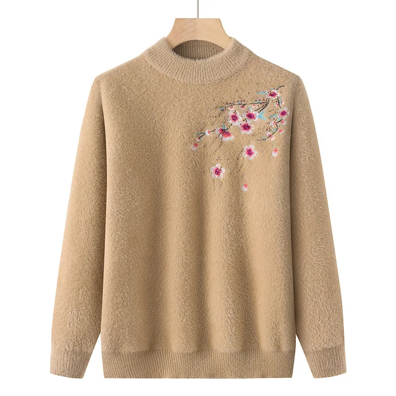 Женский зимний винтажный трикотажный свитер #2906 Теплый среднего возраста с