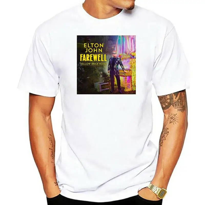 New Elton John Farewell Yellow Brick Road Men Black T-Shirt Size S to 3XL 100% cotton tee shirt  tops wholesale tee