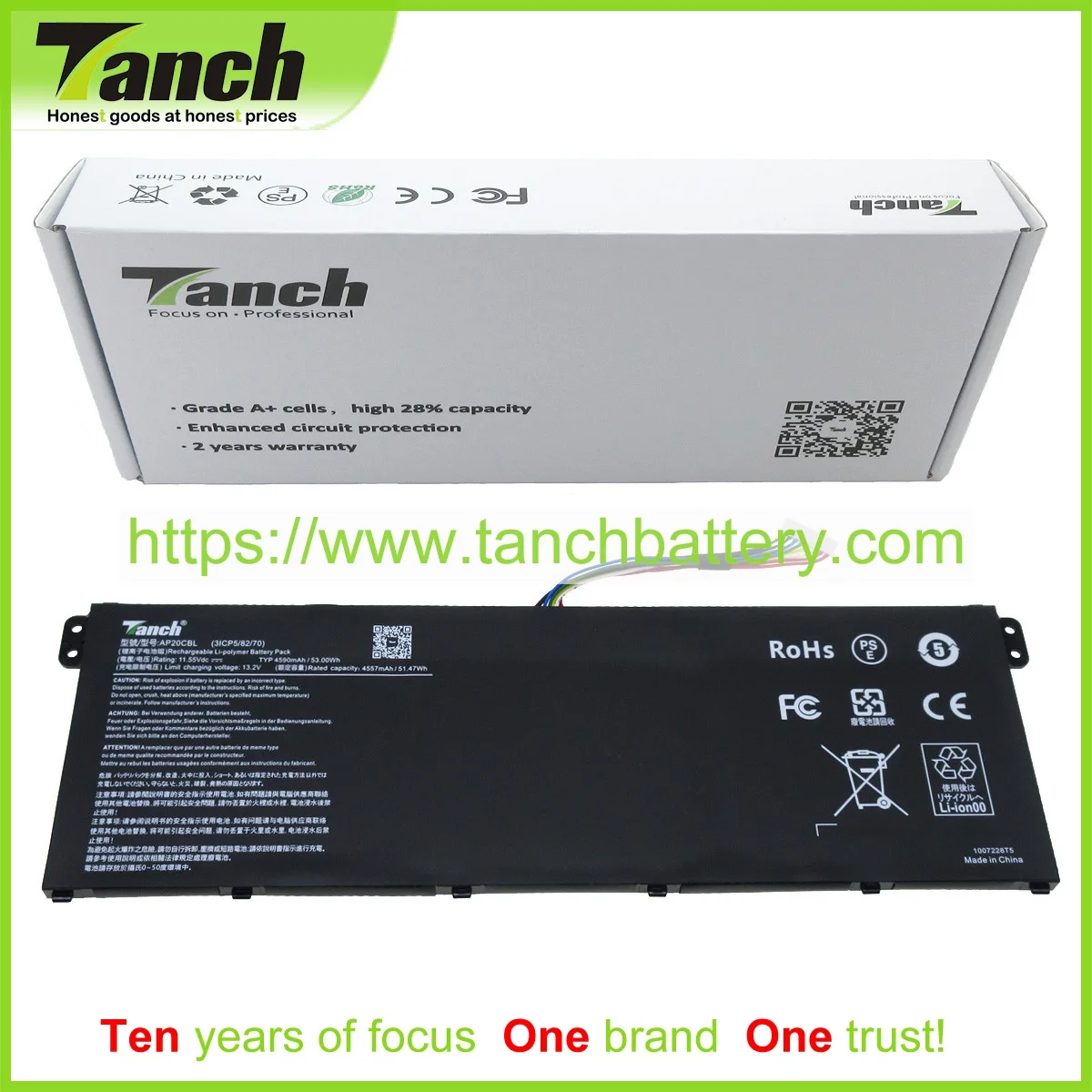 Аккумуляторы для ноутбуков Tanch для ACER AP20CBL R5-5500U Aspire 5 A515-45-R8JX Swift 3 SF314-511-51A3 Vero AV15-51-76YC 11,55 V