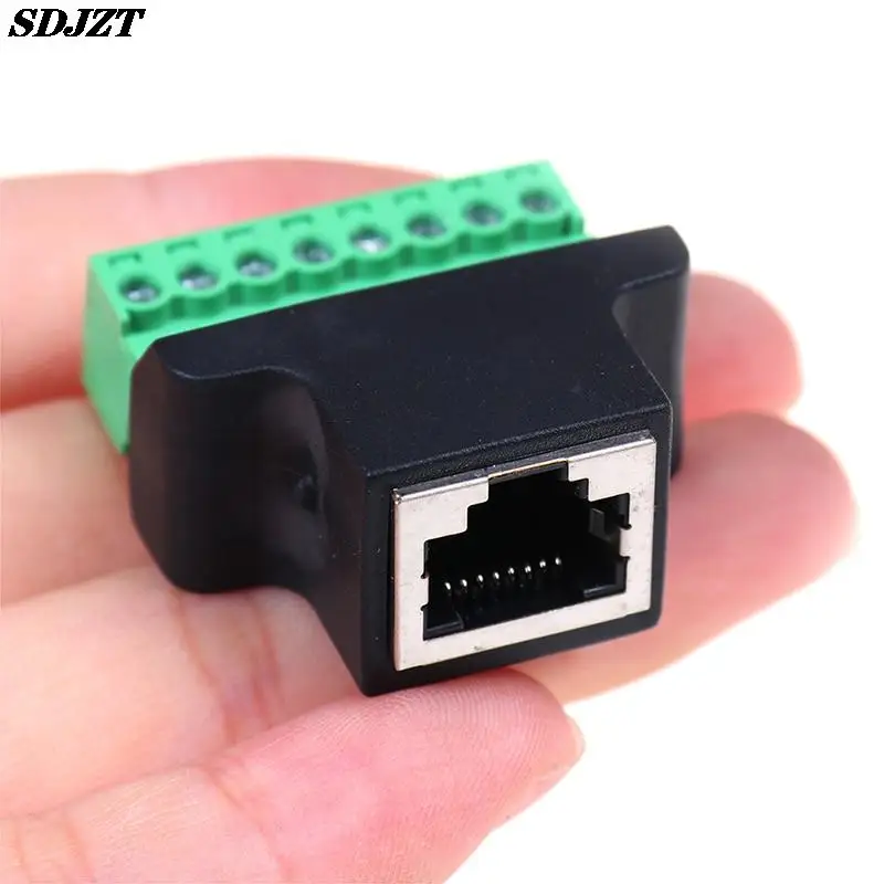 1pc RJ45 Female to Screw Terminal 8 Pin Connector Ethernet Cable Extender Adapter Computer Related Connection and Connectors