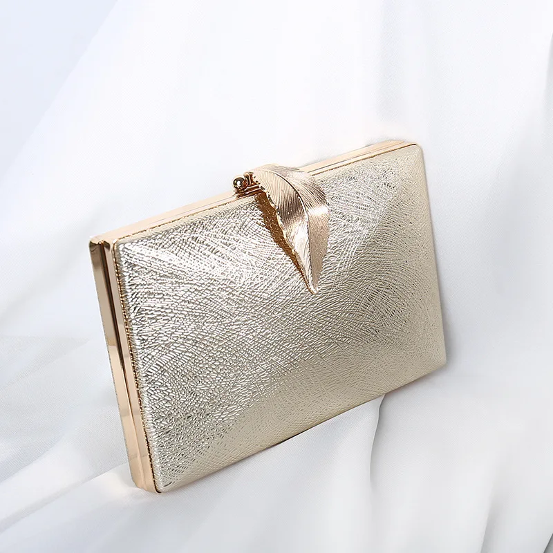 

New Fashion Solid Color Bright Face Dinner Bag Female Diagonal Cross Bag Banquet Handbag Leaf Chain Small Square Bag