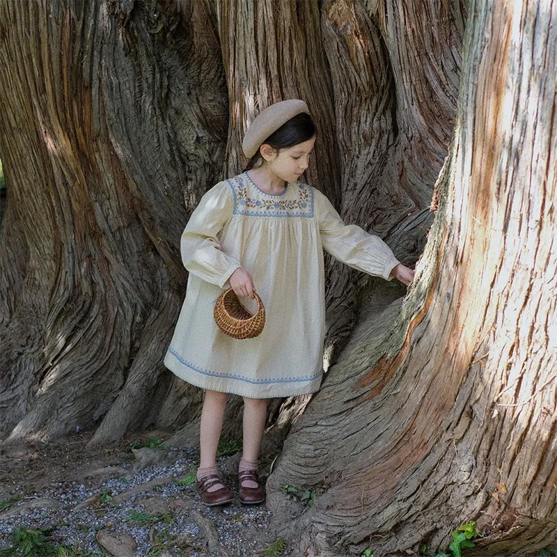 

Pre-sale 2022 Spring APO Kids Clothes Toddler Girl Dress Embroidered Dress for Girls Boutique Clothing Wholesale Fashion Clothes