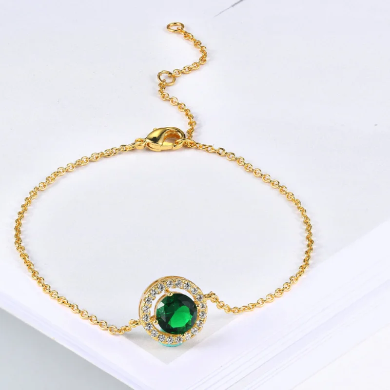 

Fashion Korean Version Colorful Bling Crystal Round Charm Bracelets For Women Multicolor Zirconia On Hand Wedding Jewelry