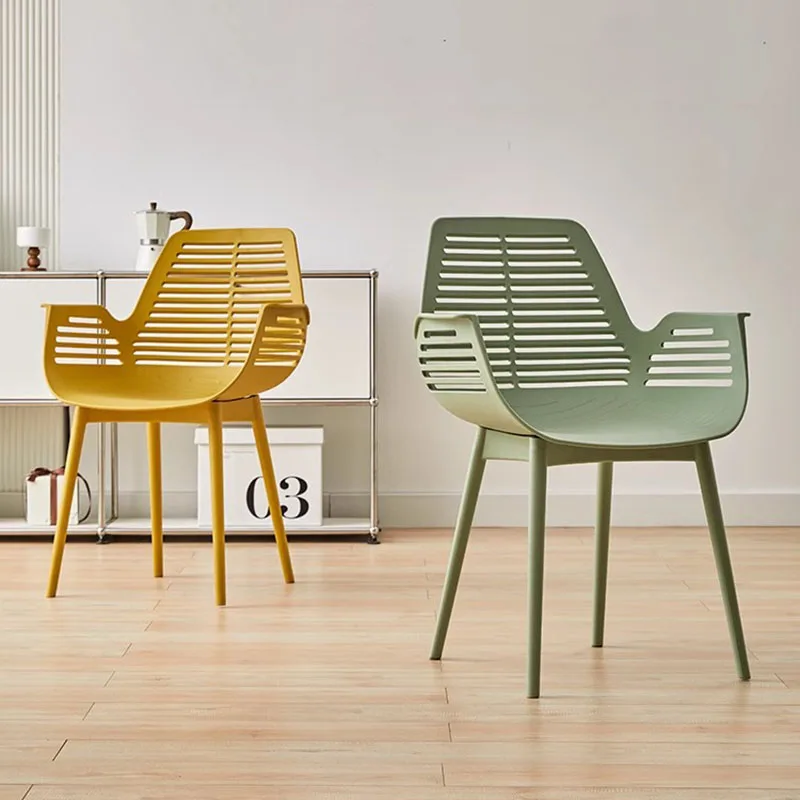 

Longue Modern Dining Chair Plastic Nordic Makeup Bar Restaurant Yellow Armchair Green Kitchen Hotel Sillas De Comedor Furniture
