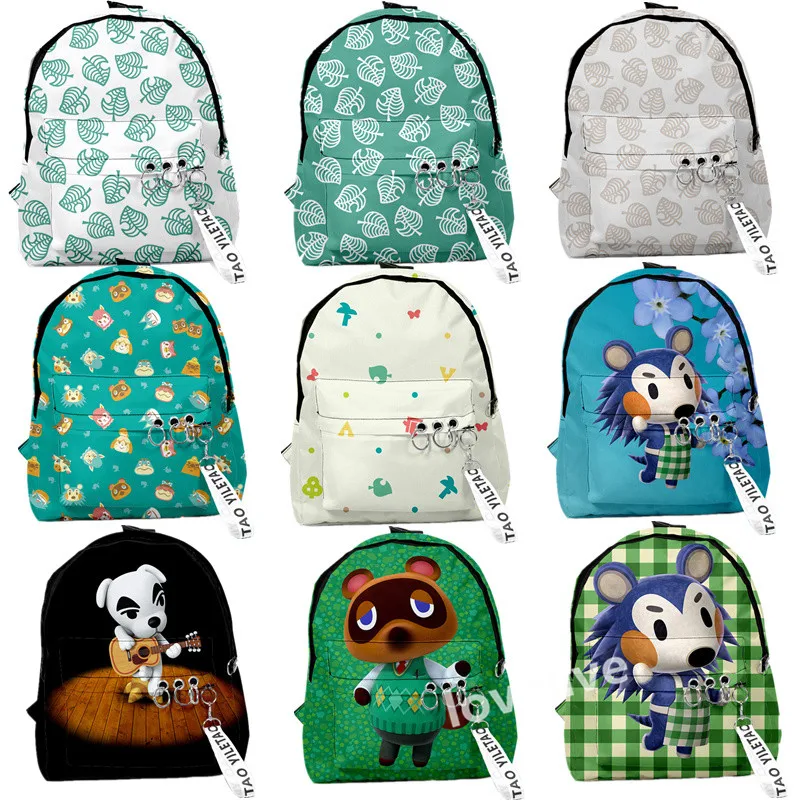 Mochila escolar de Animal Crossing para mujer, bolso de lona, de hoja, Tom Nook, bolso de viaje para niña, morral femenino para Notebook, novedad