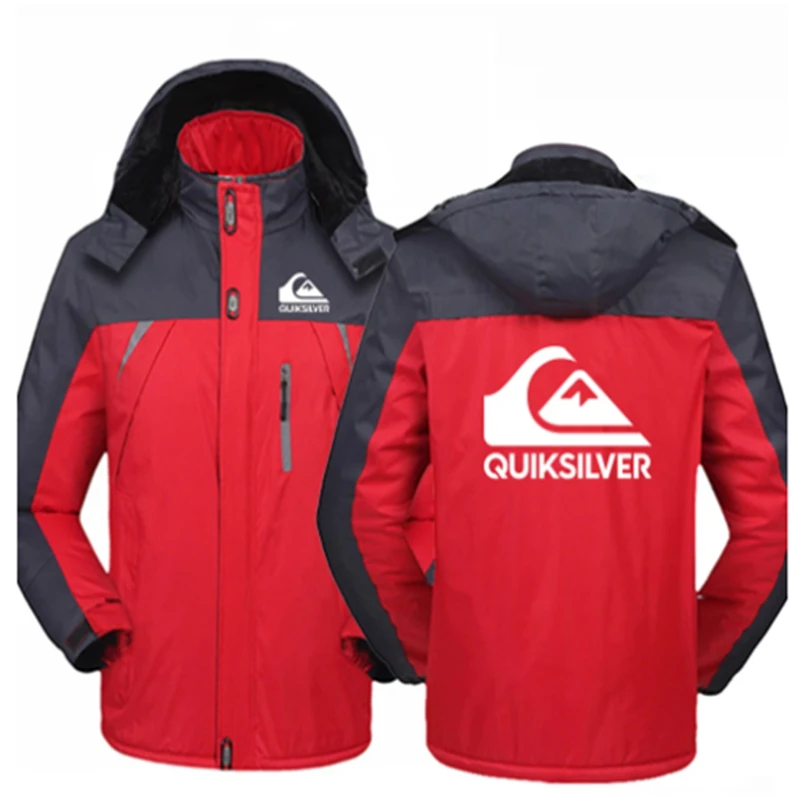 

Winter Jacket Men AThick Velvet Warm Coat Male Quiksilver Logo Windproof Hooded Jackets Outwear Casual Mountaineering Overcoat