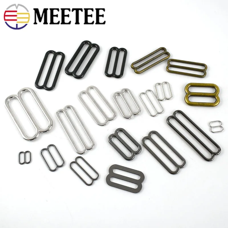 Meetee 6-50 мм 8-образная трехскользящая металлическая пряжка для бюстгальтера, кольца, слайдеры, ремешок, регулируемая крючок, пряжка Clsap, «сделай сам», сумки, аксессуары для одежды, 30 шт.