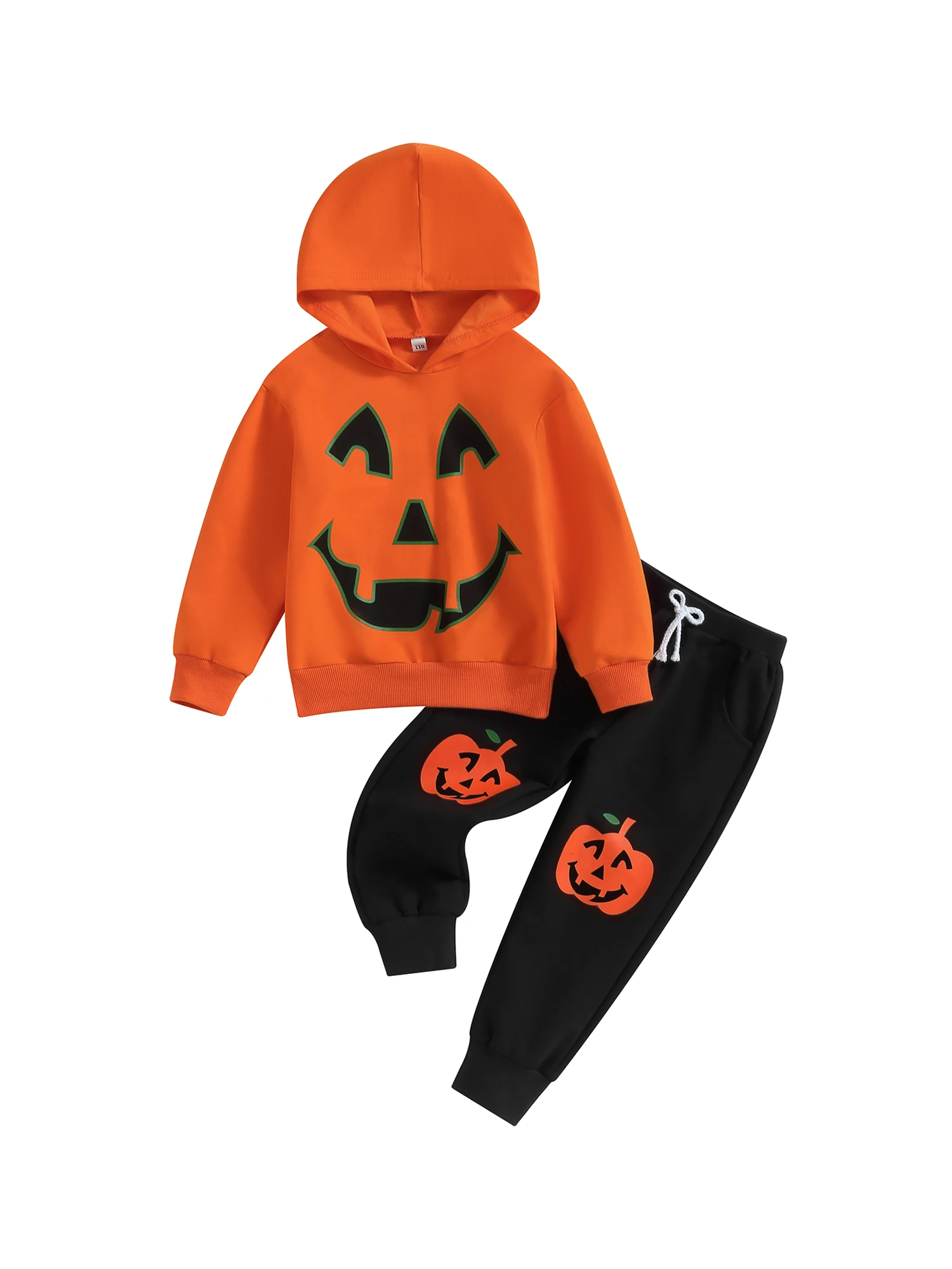 

Cozy and Cute Boys Pumpkin Sweatsuit Set with Long Pants and Pullover Sweatshirt - 2 Piece Outfit