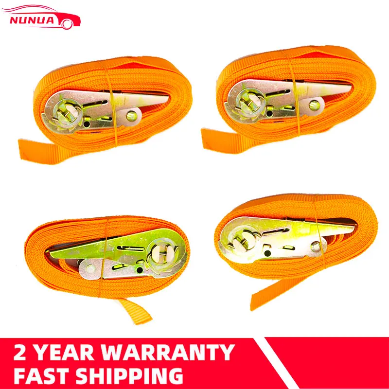 Lashing Strong Ratchet Strap Belt With Metal Buckle  Orange