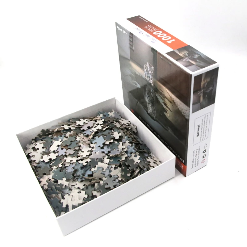 

Jigsaw Puzzle 1000 Pieces A Fierce Tiger In The Heart White Card Paper Family Games Home Decoration Gift for Children Adult