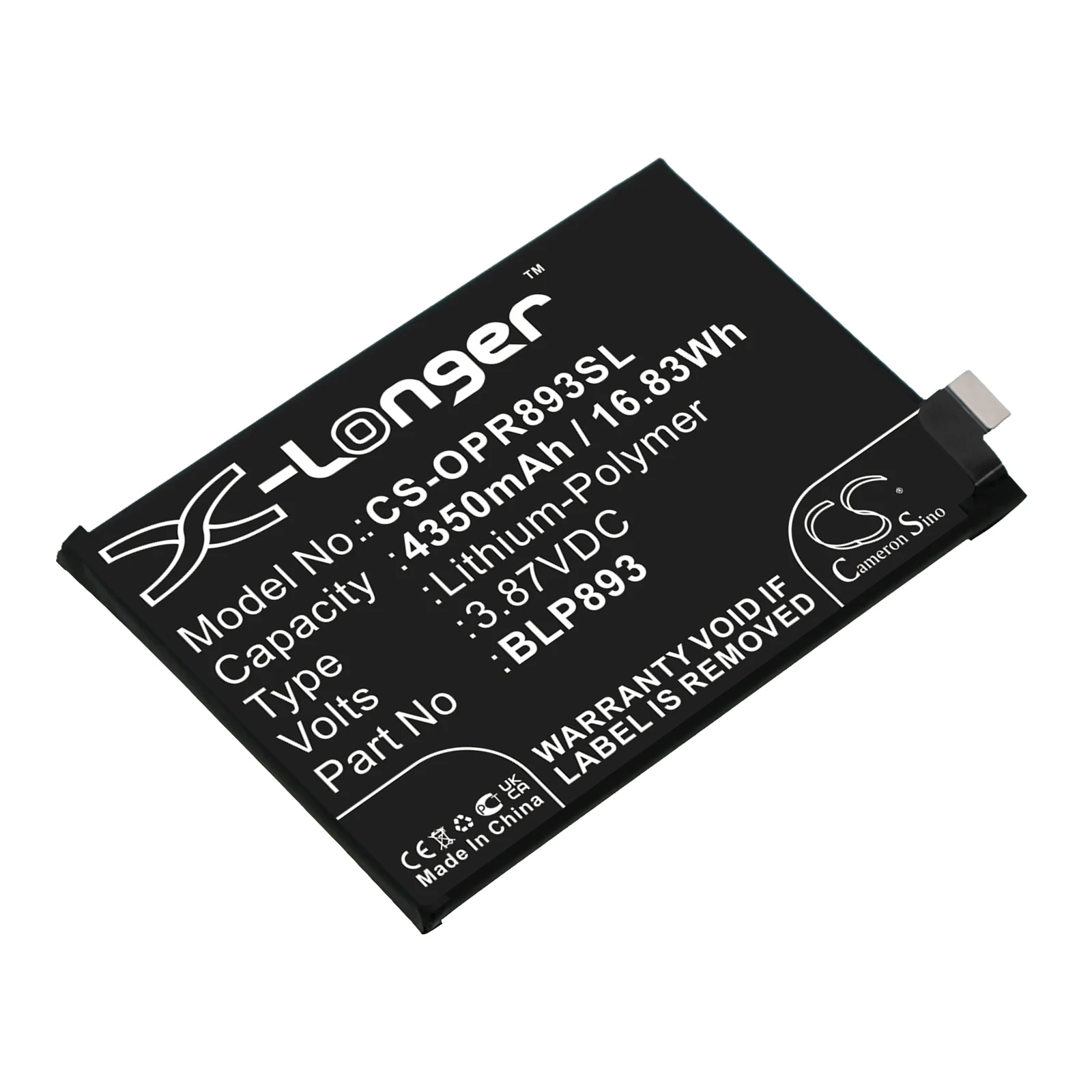

Сменный аккумулятор CS для OPPO BLP893 BLP893 4350mAh/16.83Wh
