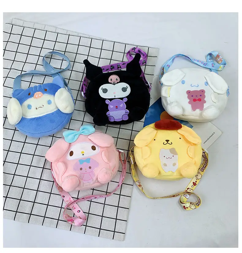

Новинка, плюшевая сумка в стиле аниме Sanrio Cinnamoroll Kuromi My Melody Kawaii, сумка через плечо, аниме плюшевый подарок девочке на день рождения