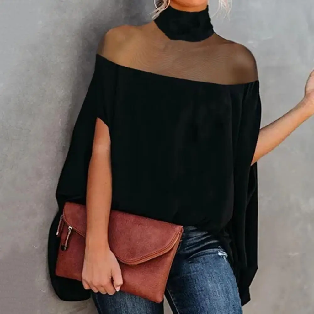 

Women Tops Quick Drying Cape Top Batwing Sleeve Dot Print Pullover Tops Trendy Women Sexy Pullover T-shirt Daily Garment