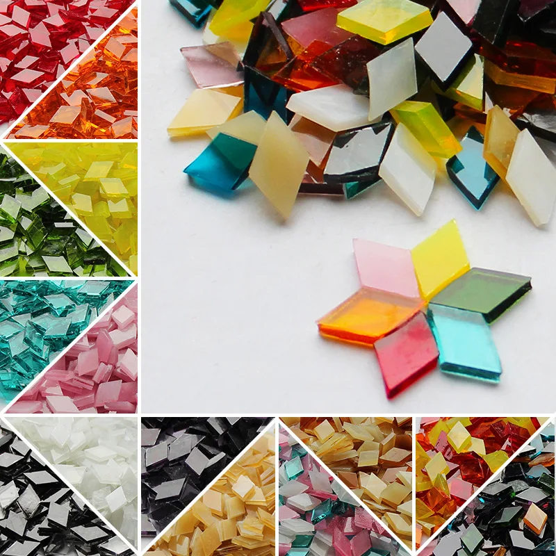 50g Clear Glass Mosaic Tiles Multi Color Mosaic Piece DIY Mosaic Making Stones for Craft Hobby Arts Home Wall Decoration