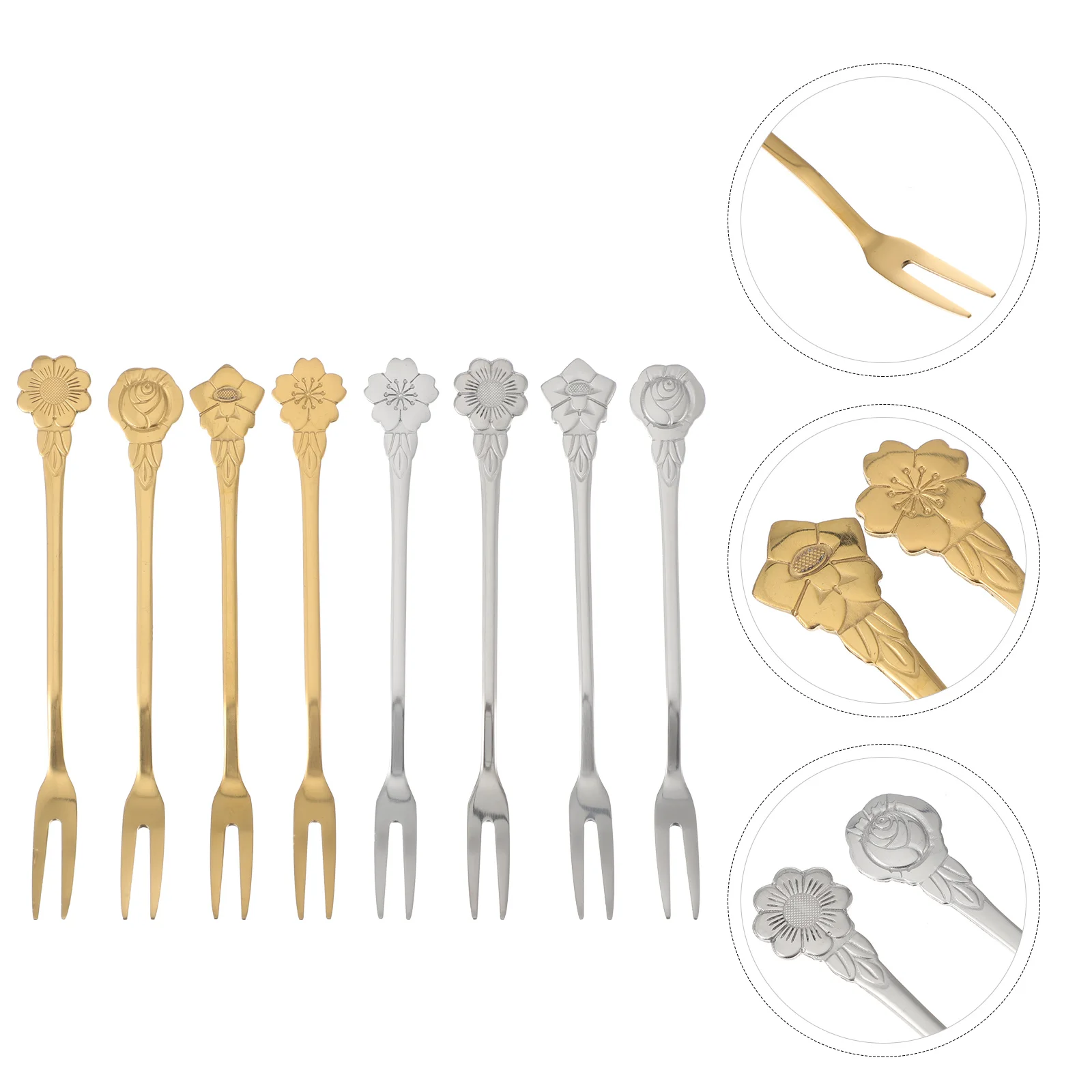 

8Pcs Stainless Steel Dessert Forks Moon Cake Dessert Forks Party Tabletop Forks