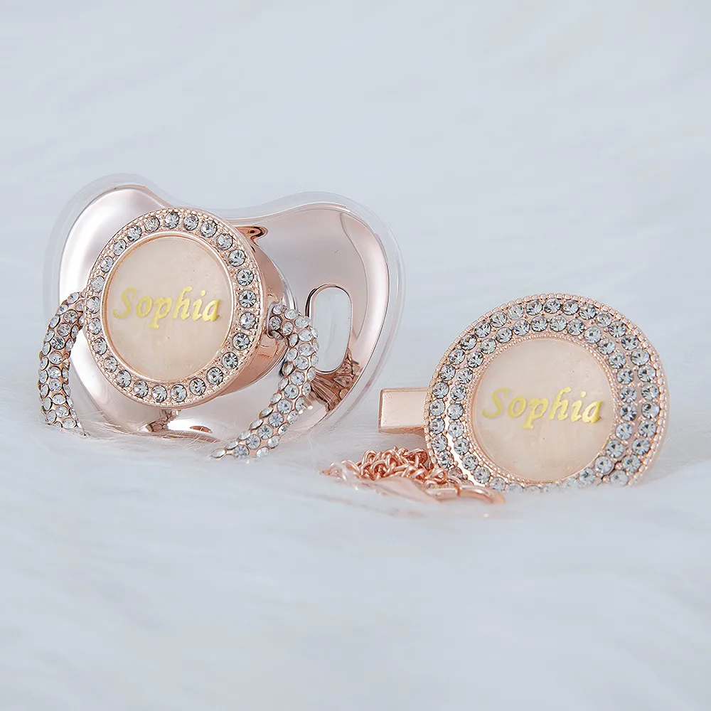 

Индивидуальное название миокар, розовое золото, набор сверкающих сосок и зажимов, уникальный дизайн, подарок для новорожденных, фотография, не для ежедневного использования