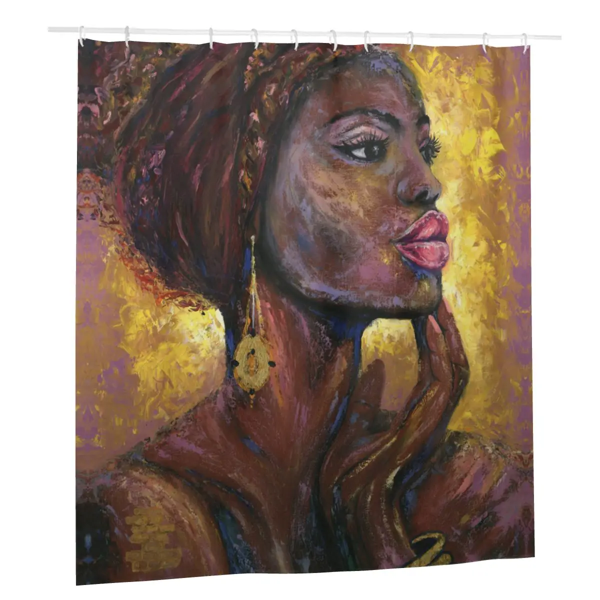 

African Black Girl Shower Curtains Bathroom Bath Curtains American Afro Women Polyester Waterproof Washable Cloth Screen