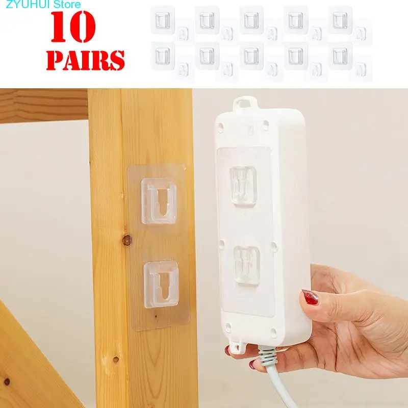 

10pcs Double-Sided Adhesive Wall Hooks Hanger Strong Transparent Hooks Suction Cup Sucker Wall Storage Holder For Kitchen Bathro