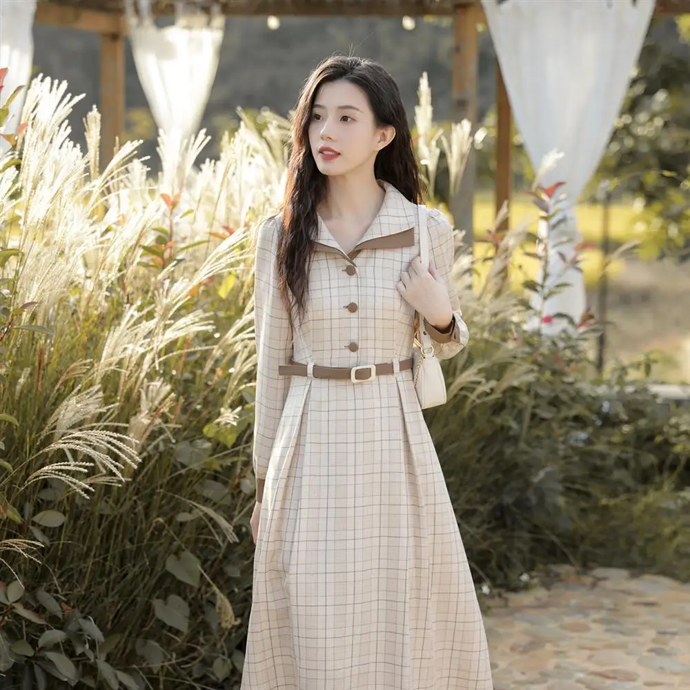 

Dress for Women Office Ruffle Shirt Casual Elegant Blazer Dresses Vintage Vestido Lattice Harujuku Dress A-line Mujer X01