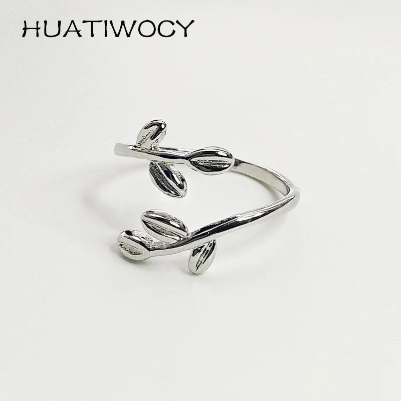 

Trendy Finger Ring Silver 925 Jewelry Leaf Shape Adjustable Rings Accessories for Women Wedding Party Promise Gifts Wholesale